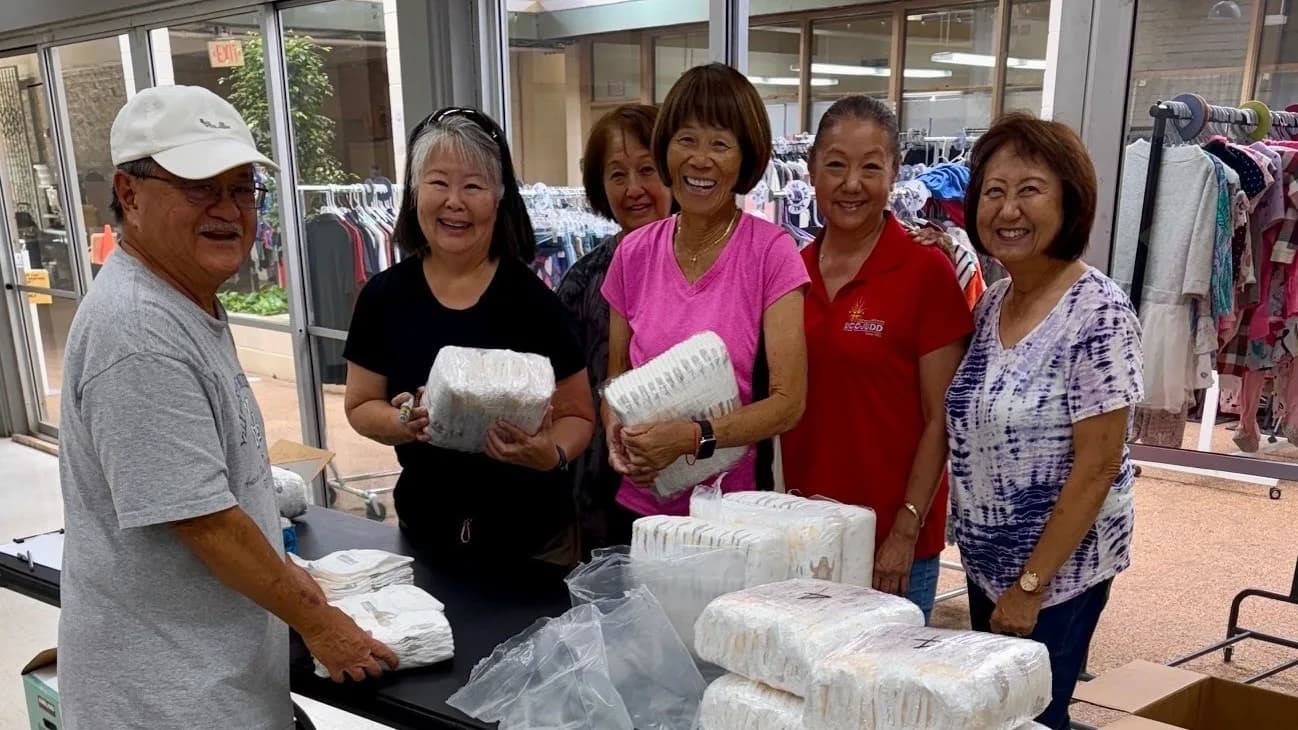 Volunteers working together on a community service project