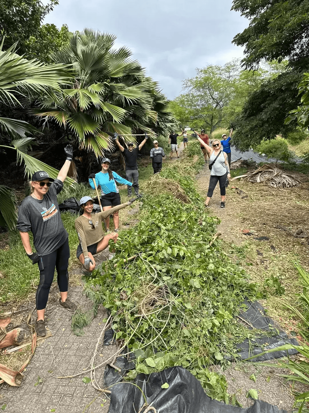 Volunteers cleaning up