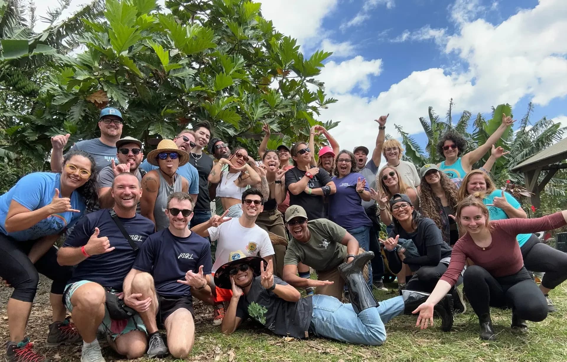 Group photo of volunteers at a community service event